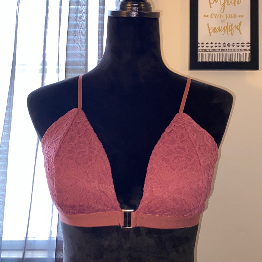 Pink / burgundy lace bralette